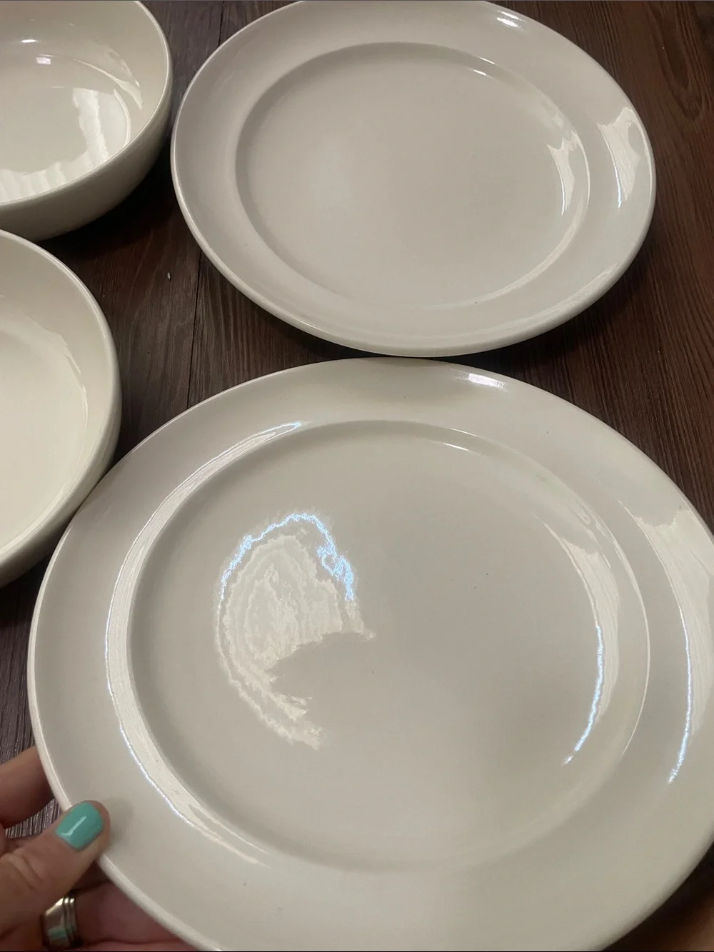 POTTERY BARN Sophia 4 pc ceramic set,2 bowls&2dinner plates!EXCELLENT